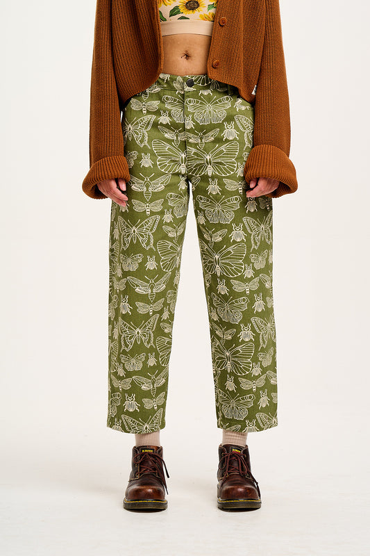 Drew - Straight Leg Twill Jeans in Papilio Print