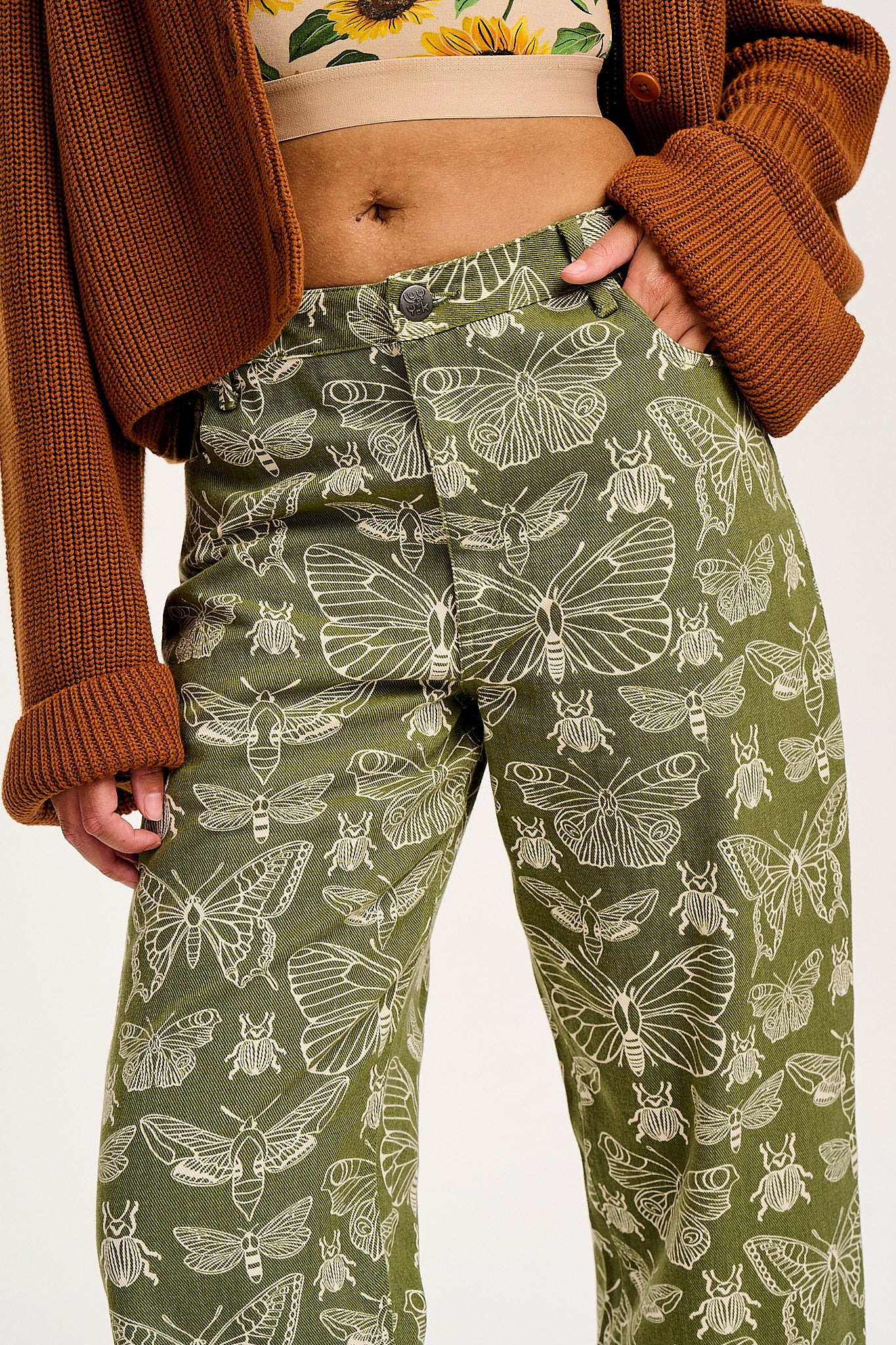 Drew - Straight Leg Twill Trousers in Papilio Print