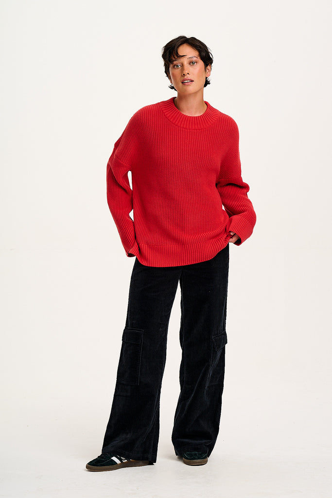 Amari - Oversized Cotton Jumper in Red