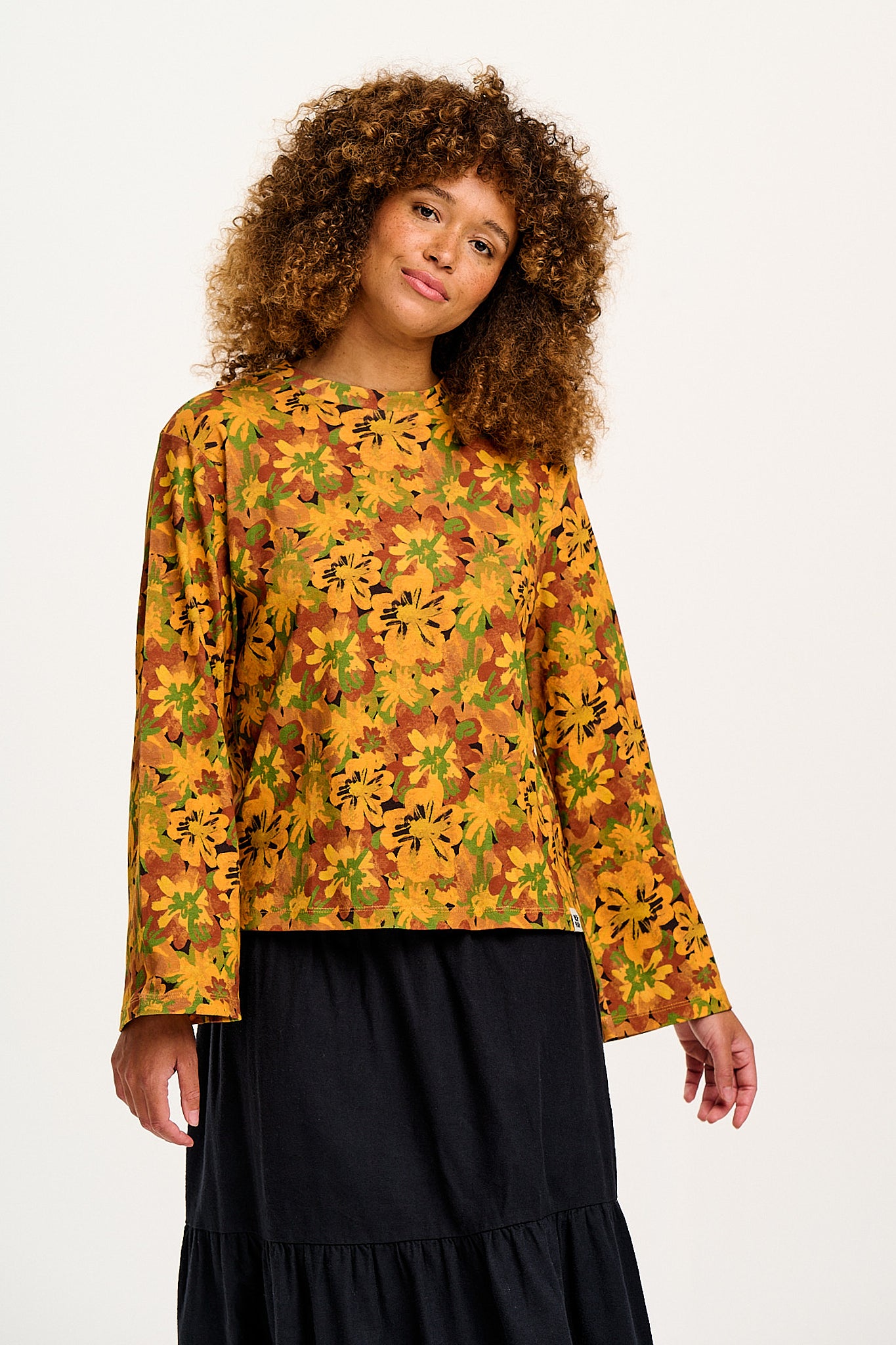 Hermione - Fluted Cotton Top in Cass Floral