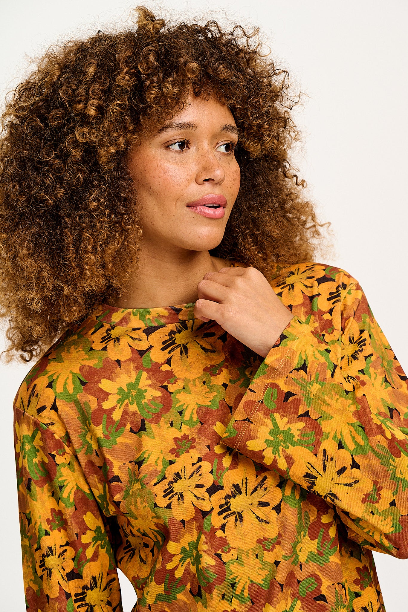 Hermione - Fluted Cotton Top in Cass Floral