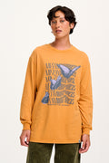 Kenny - Long Sleeve Skater Cotton Tee in Orange Metamorphosis Print