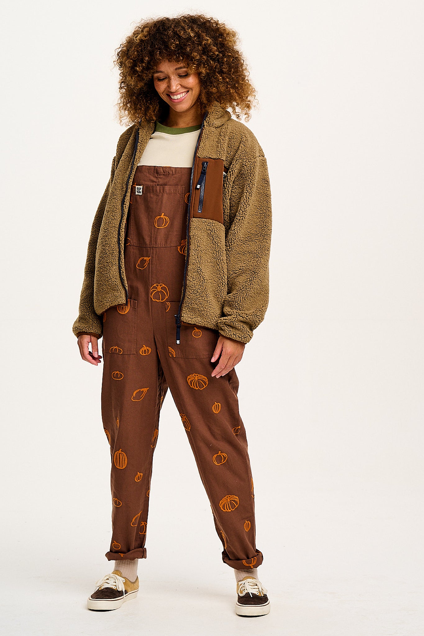 Original - Cotton Dungarees with Pumpkin Patch Embroidery