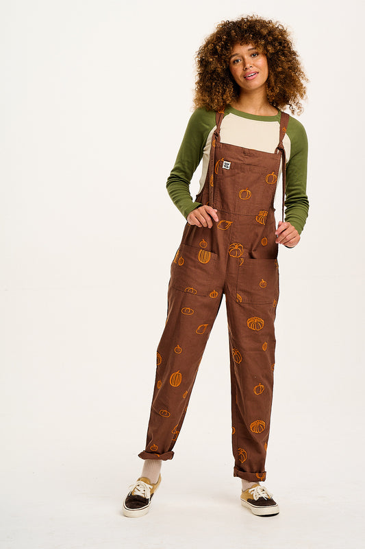 Original - Cotton Dungaree with Pumpkin Patch Embroidery