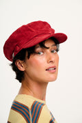 Simone - Baker Boy Corduroy Hat in Red Dahlia