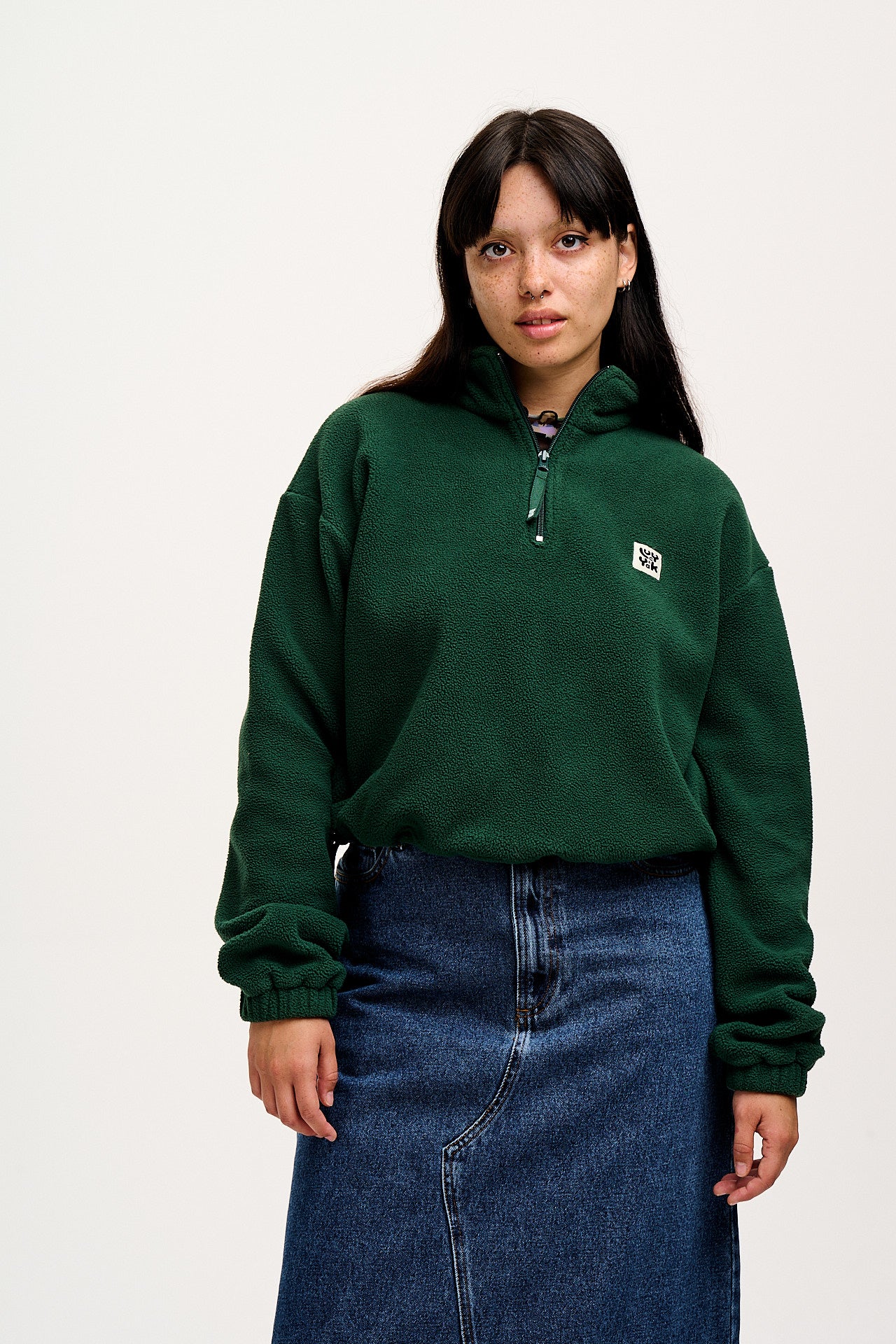 Blake - Cropped Fleece in Posy Green