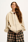 Wesley - Oversized Hoodie Corduroy Jacket in Stone