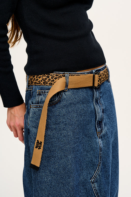 Flynn - D-Ring Cotton Belt in Leopard Print