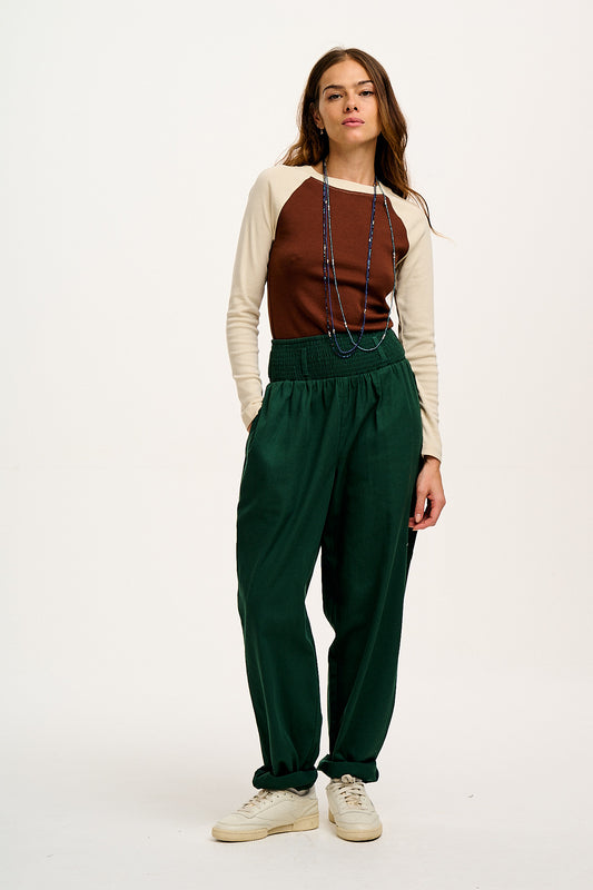 Alexa - Cotton Trousers in Posy Green