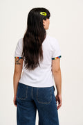 Maya - Cotton Tee in White Rainbow Print