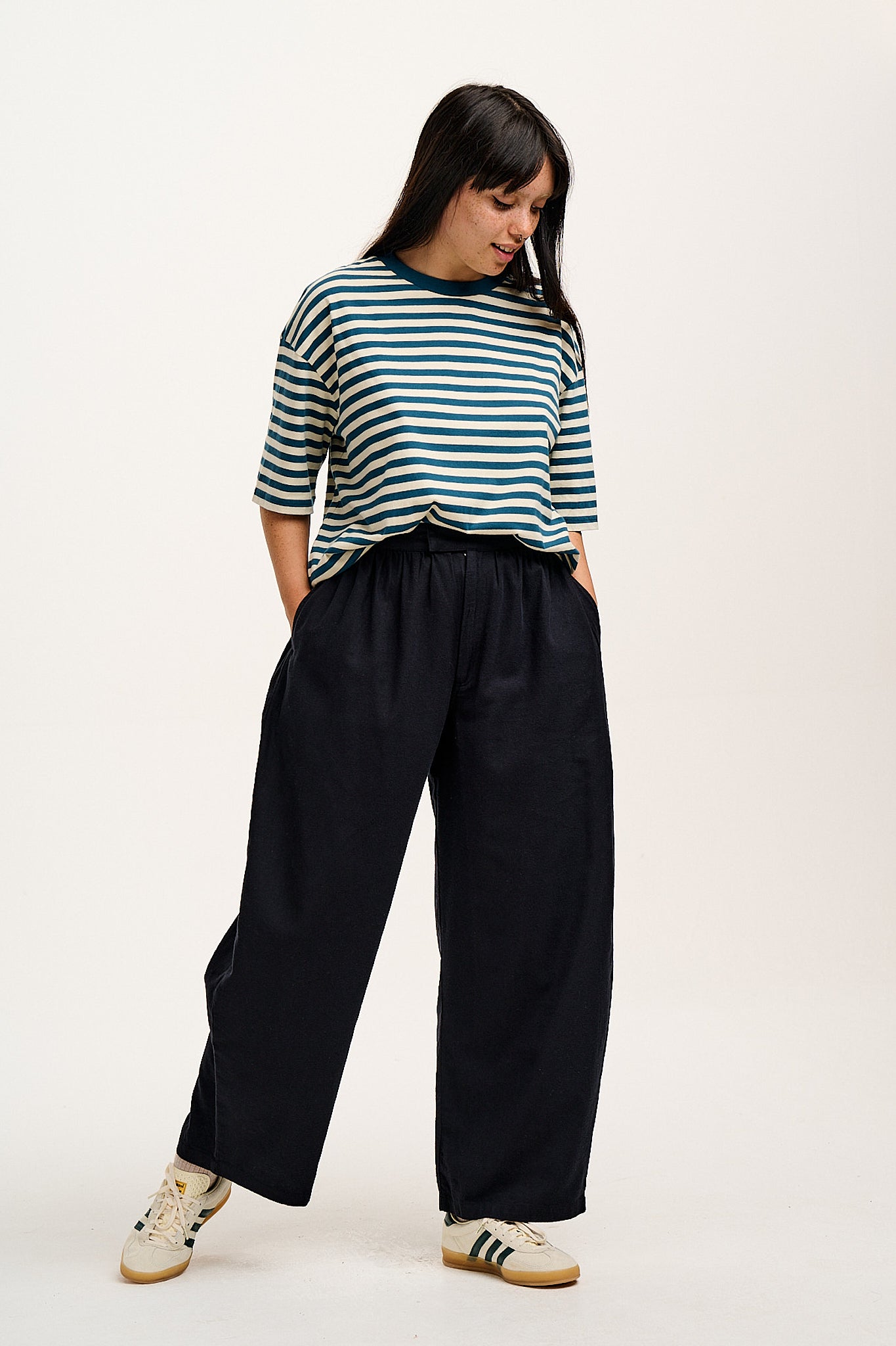 Beau - Balloon Brushed Cotton Trousers in Black