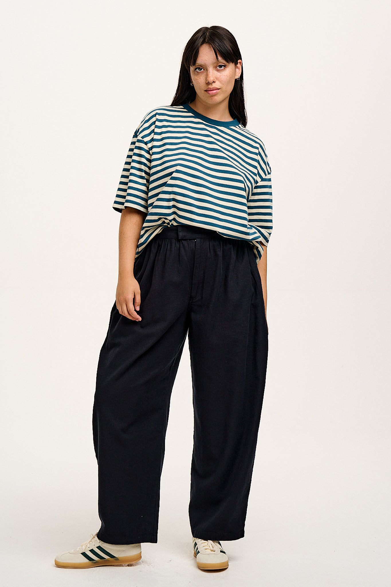 Beau - Balloon Brushed Cotton Trousers in Black