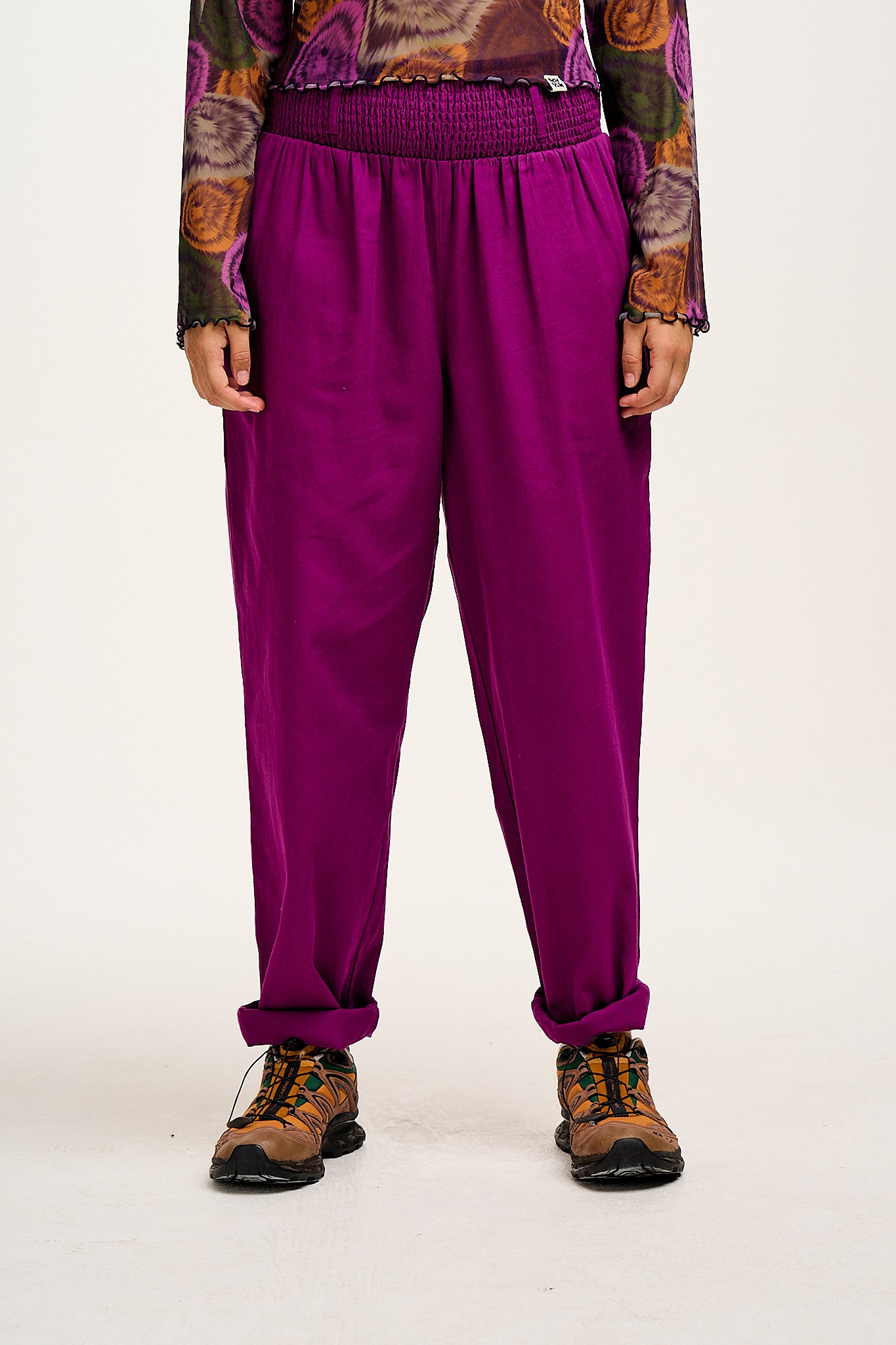 Alexa - Cotton Trousers in Hollyhock Purple