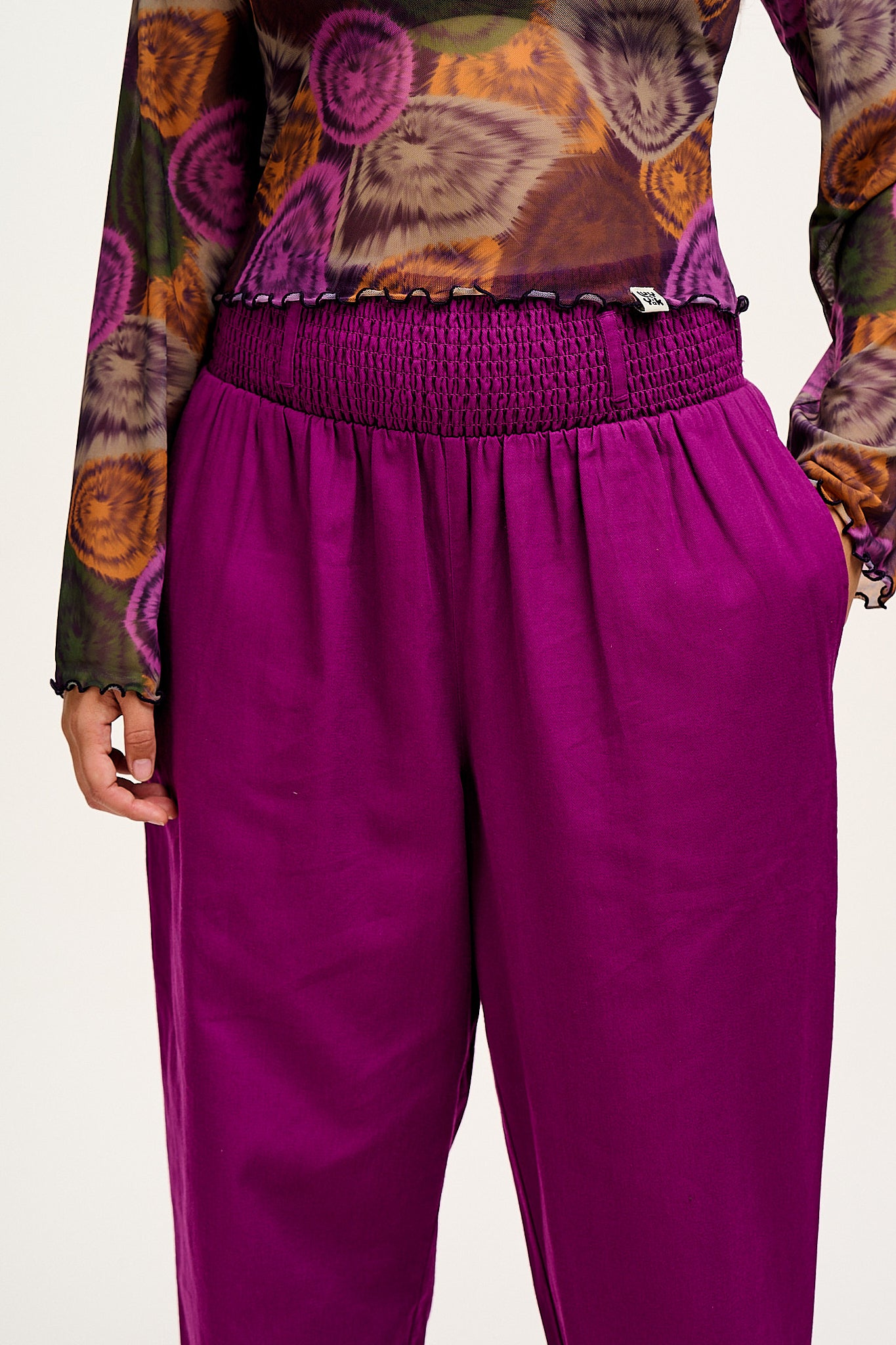 Alexa - Cotton Trousers in Hollyhock Purple