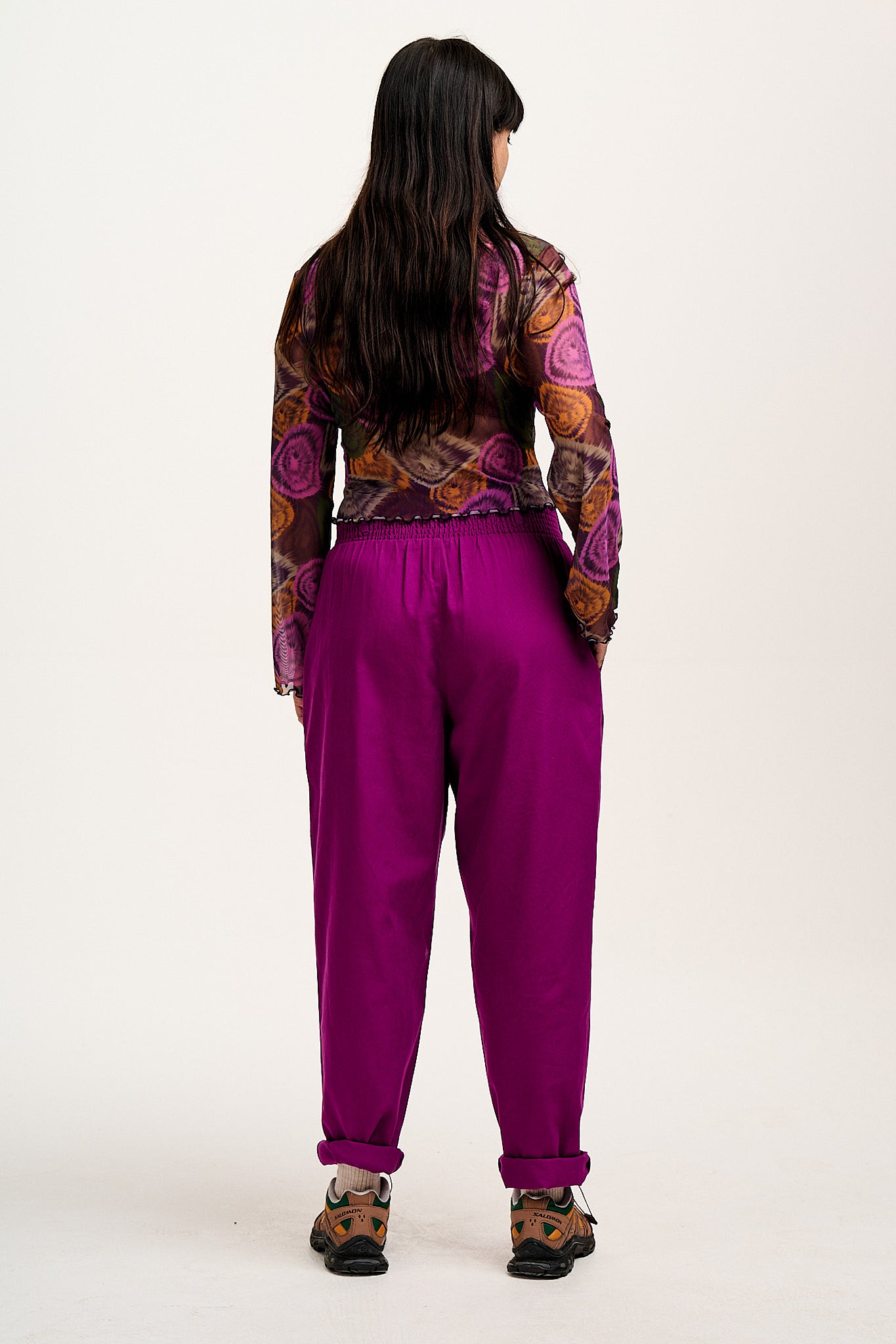 Alexa - Cotton Trousers in Hollyhock Purple