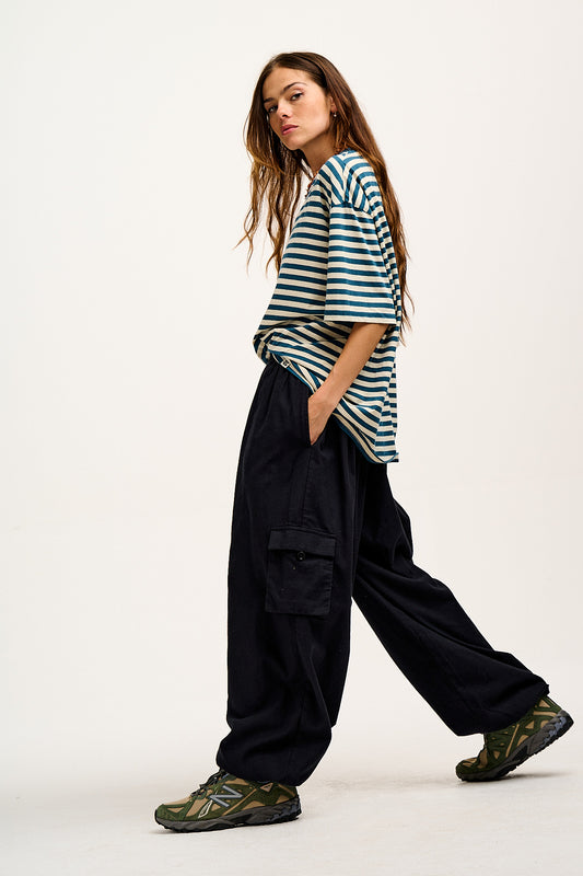 Rumi - Brushed Cotton Balloon Trousers in Black