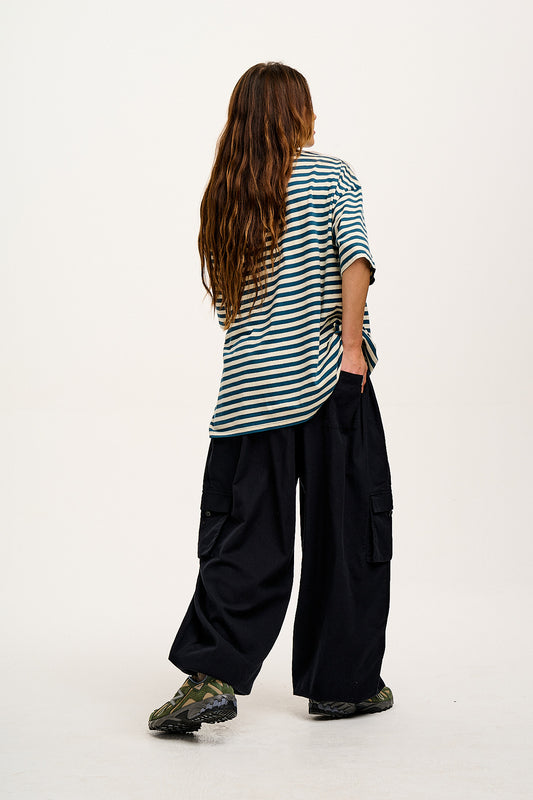 Rumi - Balloon Cotton & Linen Trousers in Black