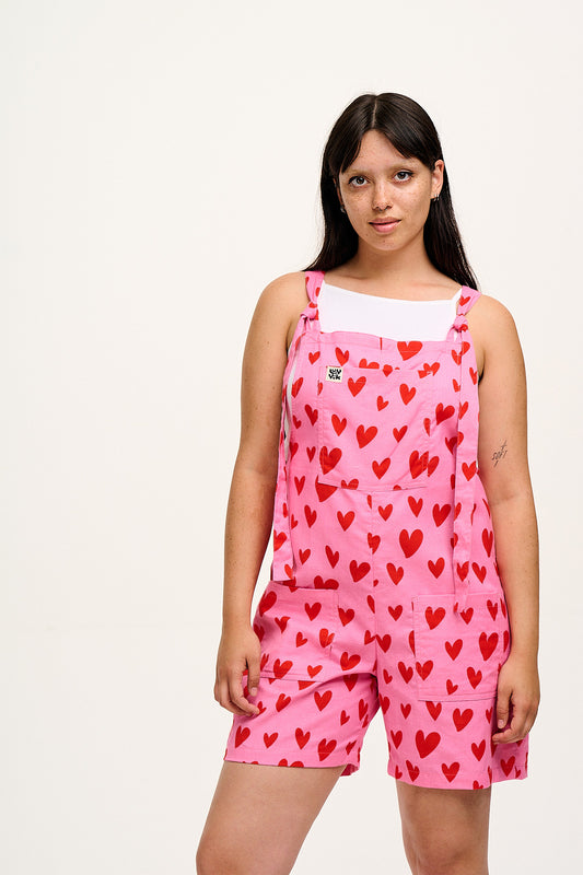 Original - Cotton & Linen Dungaree Shorts in Cupid Print