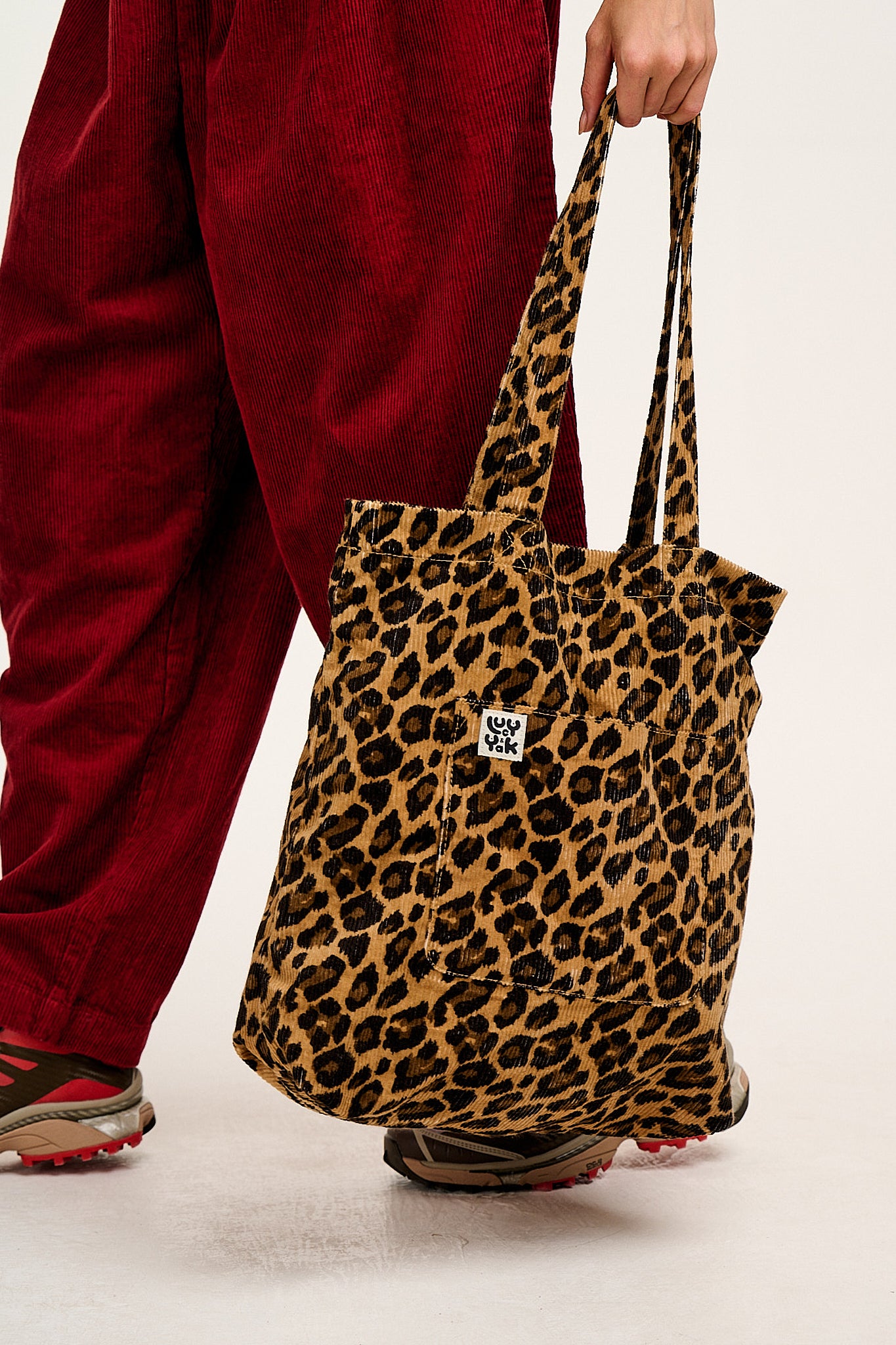 Cord Tote Bag in Leopard Print