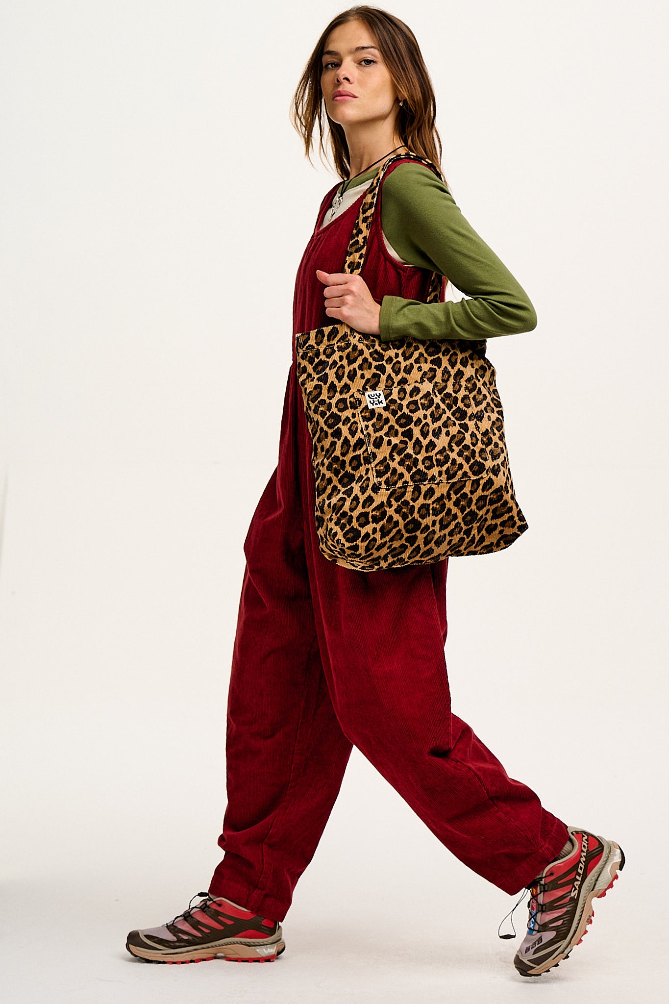 Cord Tote Bag in Leopard Print