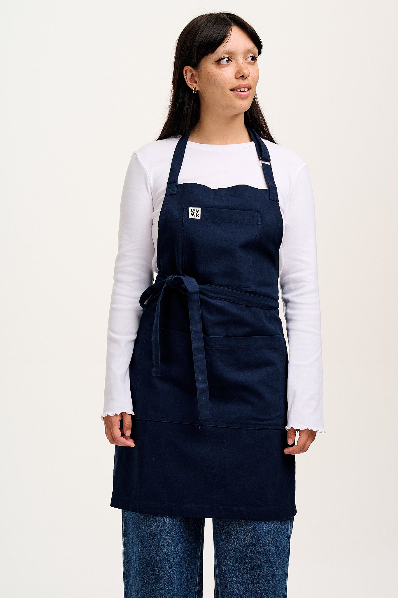 Ada - Midweight Cotton Apron in Navy