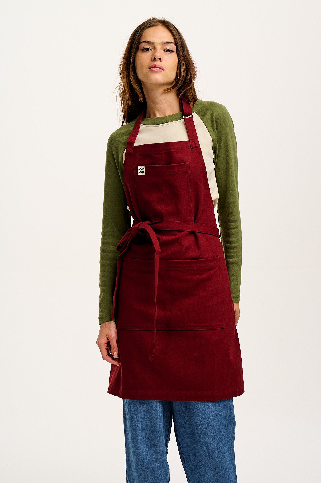 Ada - Heavyweight Cotton Apron in Maroon