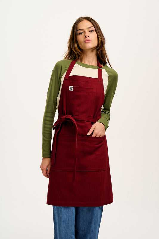 Ada - Heavyweight Cotton Apron in Maroon