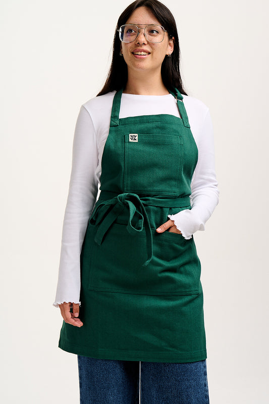 Ada - Heavyweight Cotton Apron in Posy Green