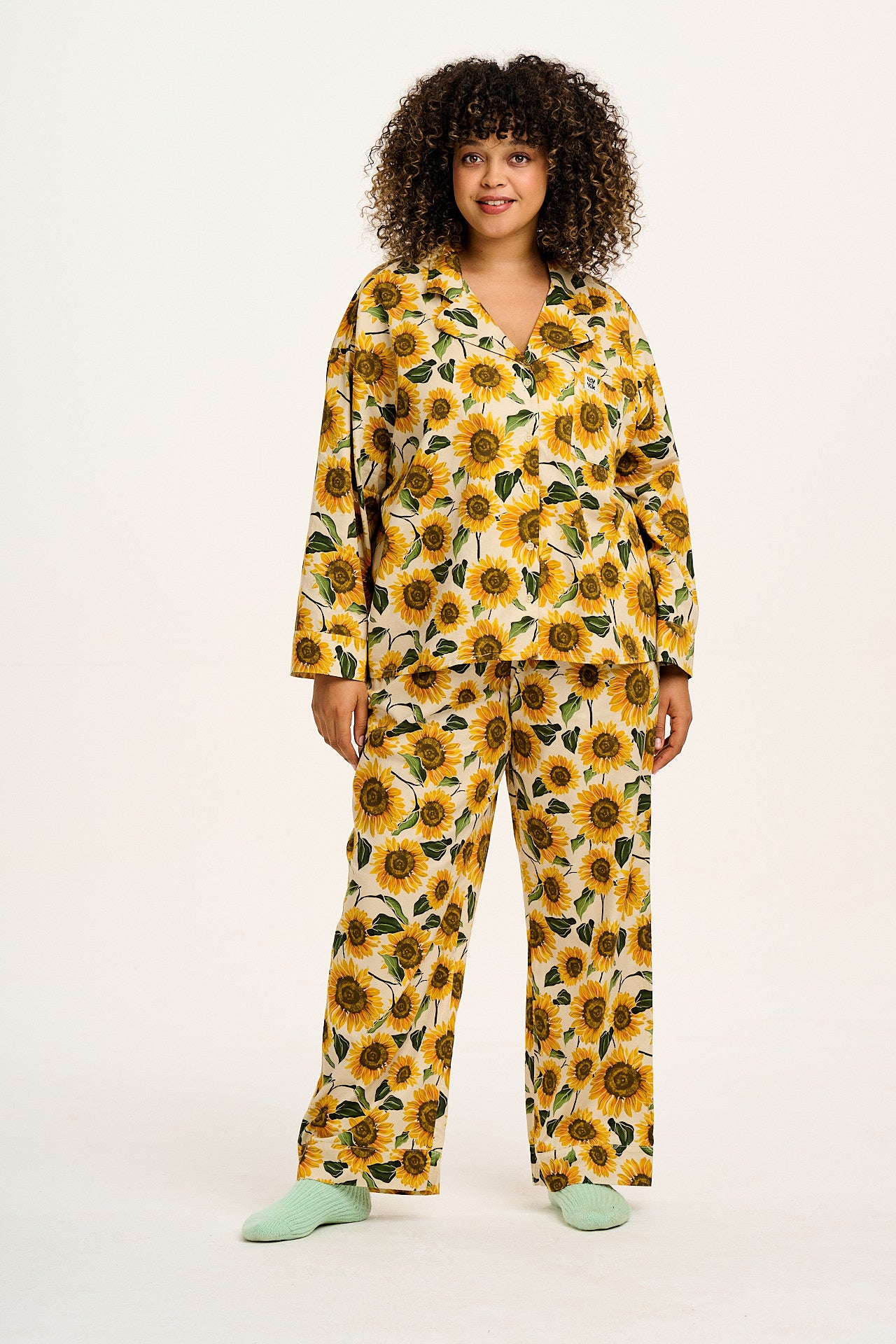 Dreamer - Soft Cotton Pyjama Set in Cream Sunflower Print