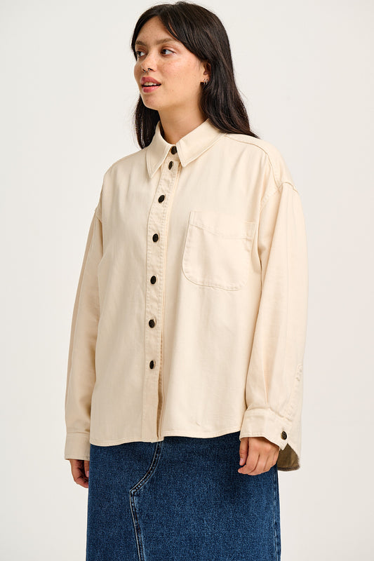 Sydney - Oversized Cotton Shirt in Ecru