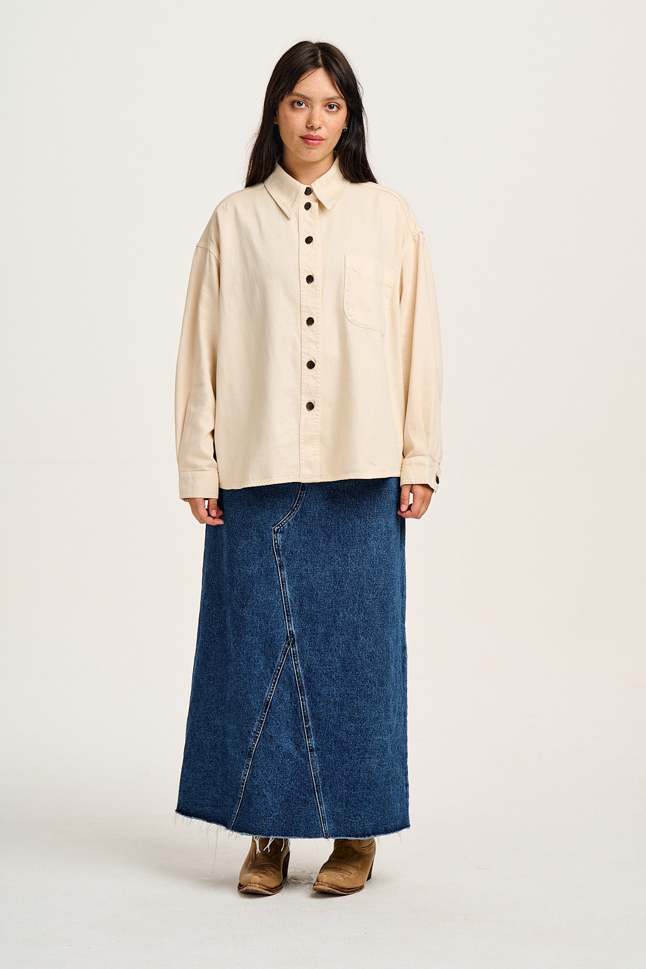 Sydney - Oversized Cotton Shirt in Ecru