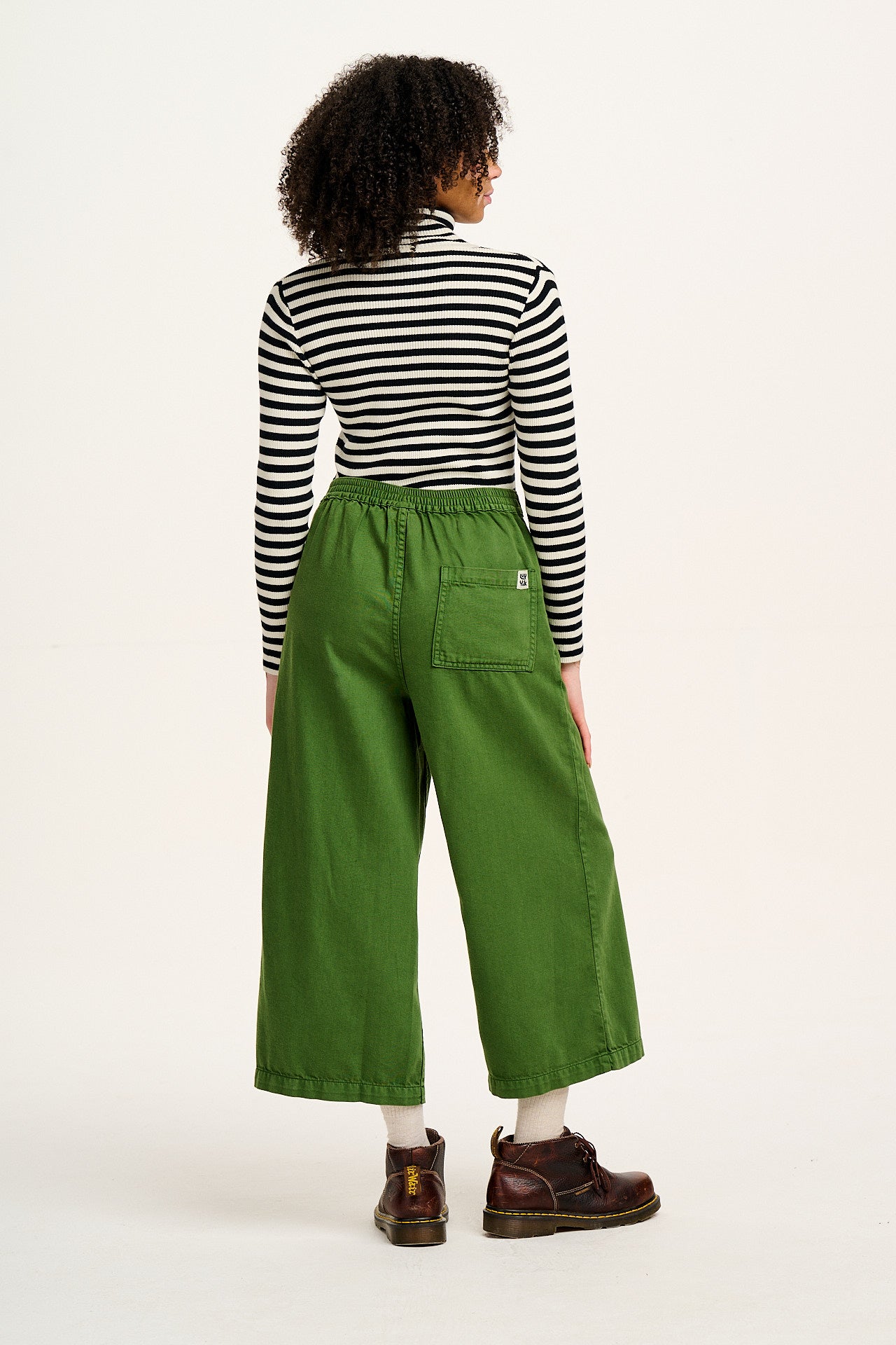 Halston - Wide leg Cotton Trousers in Highland Green