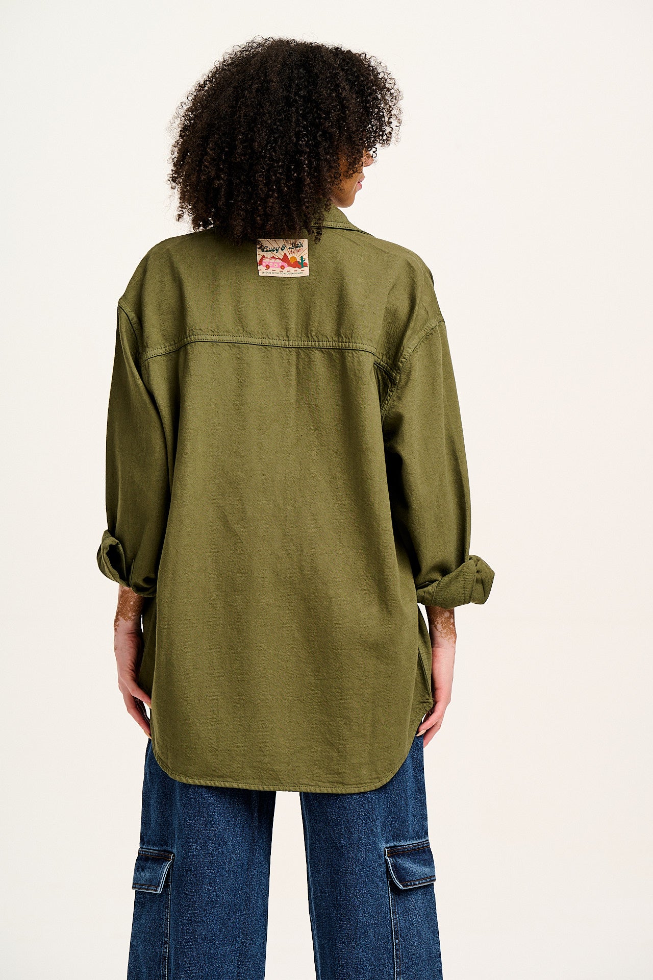 Sydney - Oversized Cotton Shirt in Khaki