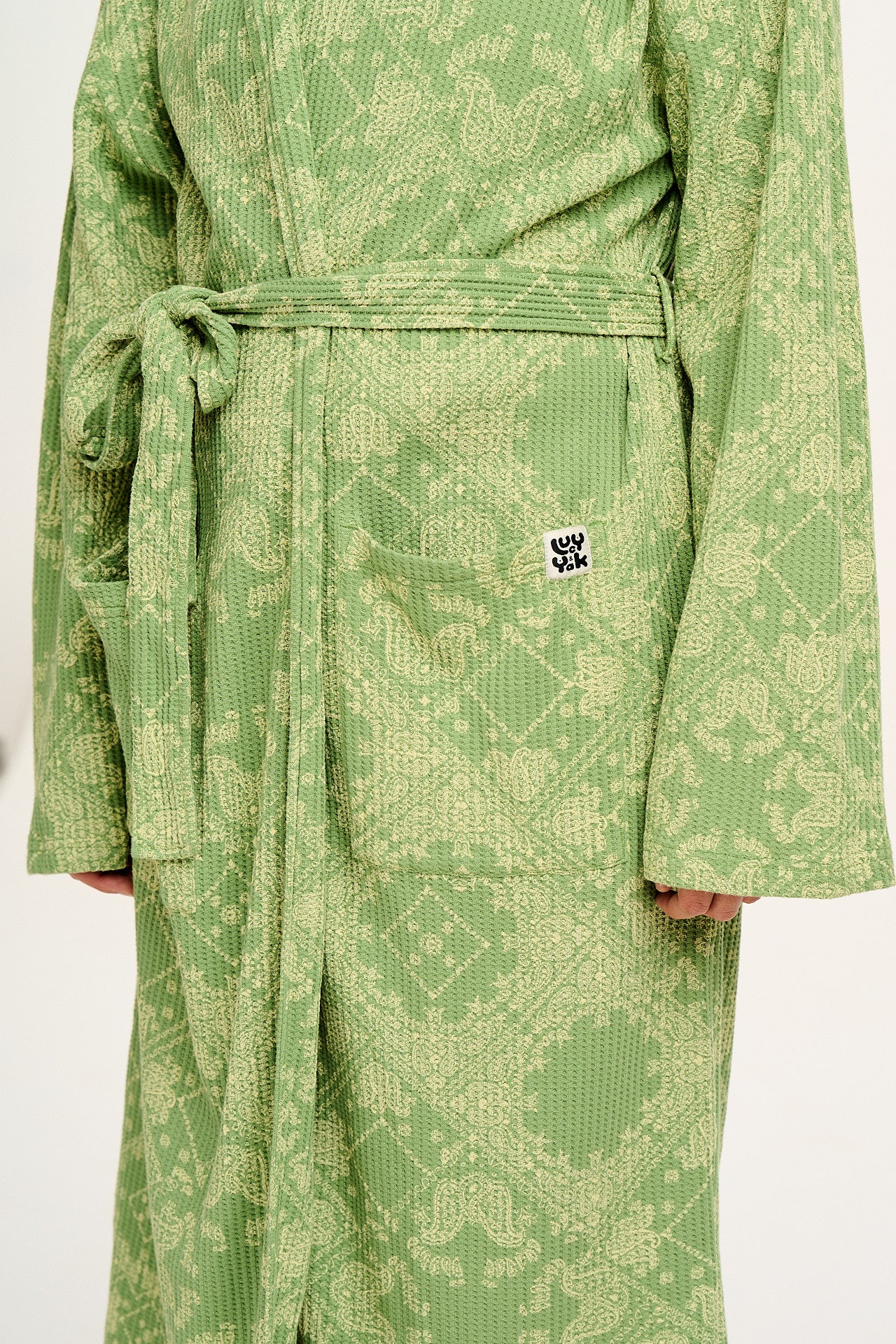 Braydon - Waffle Cotton Robe in Green Eldorado Print