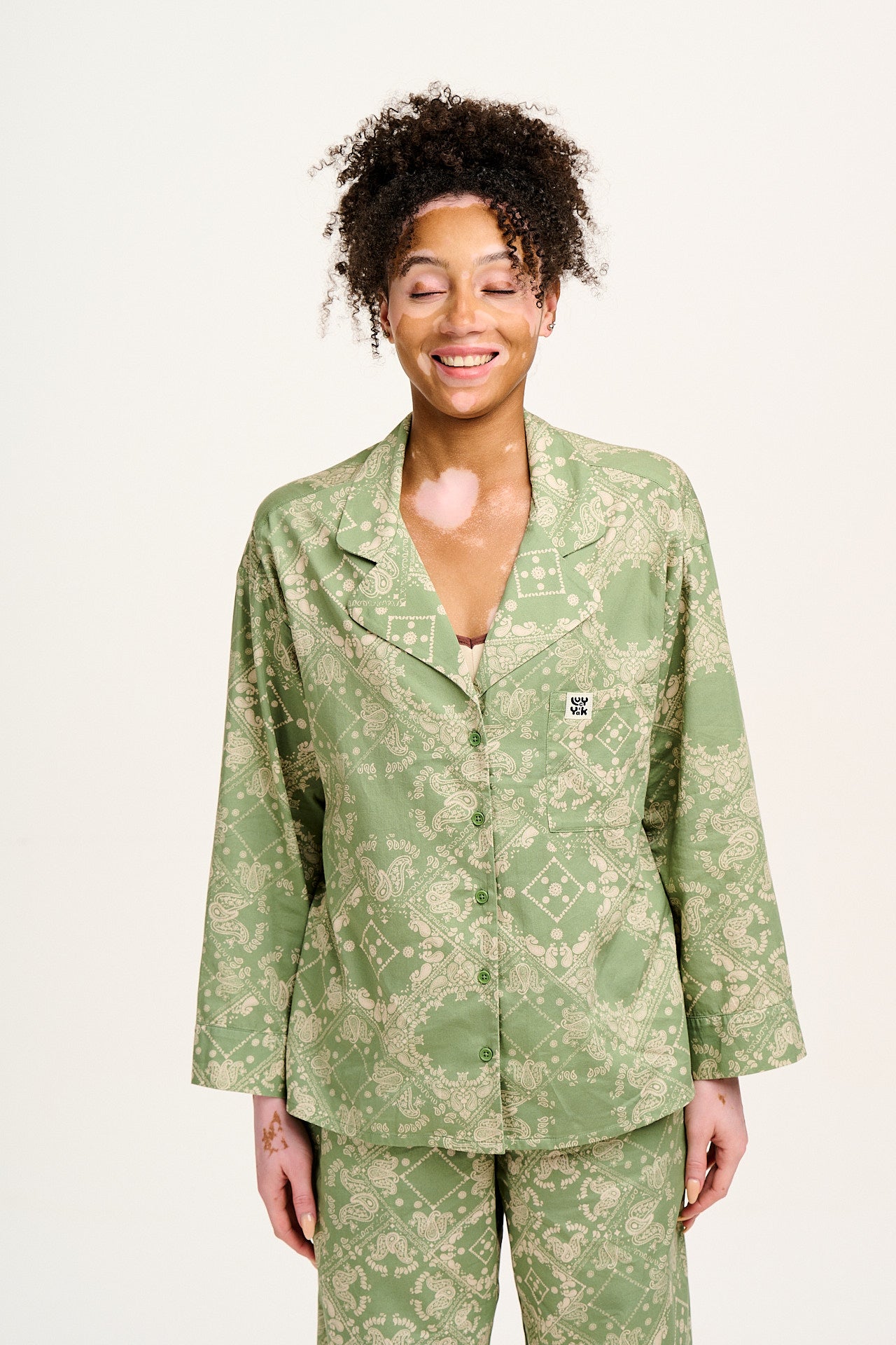 Dreamer - Soft Cotton Pyjama Set in Green Eldorado Print