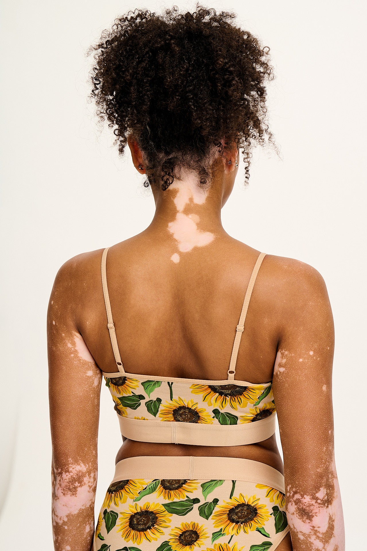 Ruby - Crop Top Cotton & Bamboo Bralette in Cream Sunflower Print