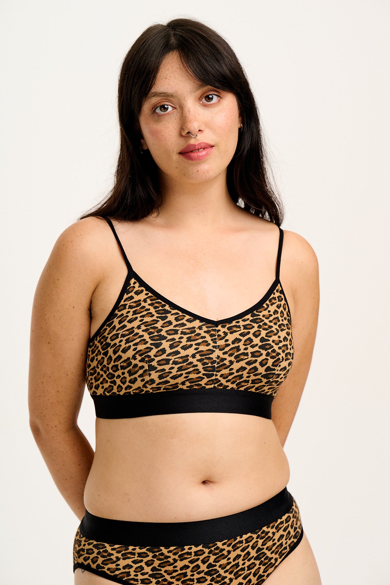 Ruby Crop Top Cotton Bamboo Bralette in Leopard Print