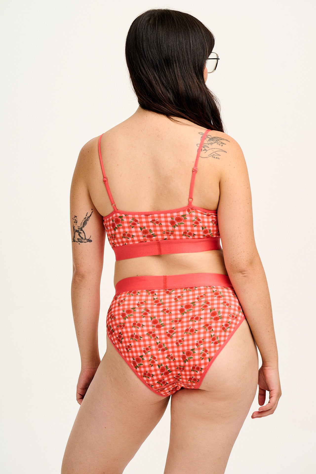 Cora - Cotton & Bamboo Bikini Pant in Pink Check Rosalind Print