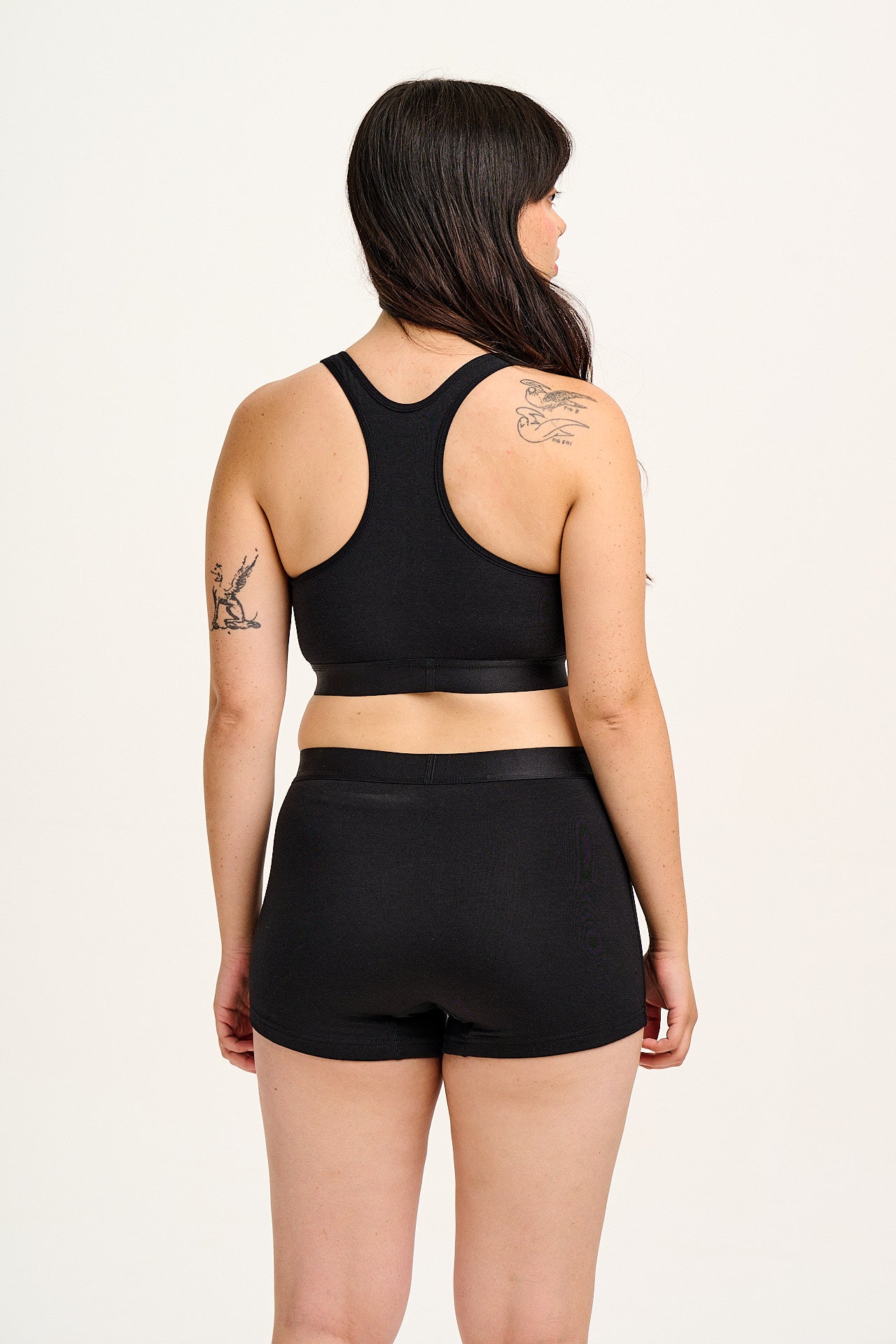 Iona - Racer Back Cotton & Bamboo Crop Top in Black