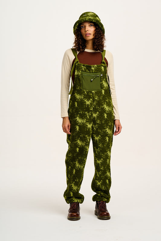 Baloo - Borg Fleece Dungarees in Green Sequoia Print