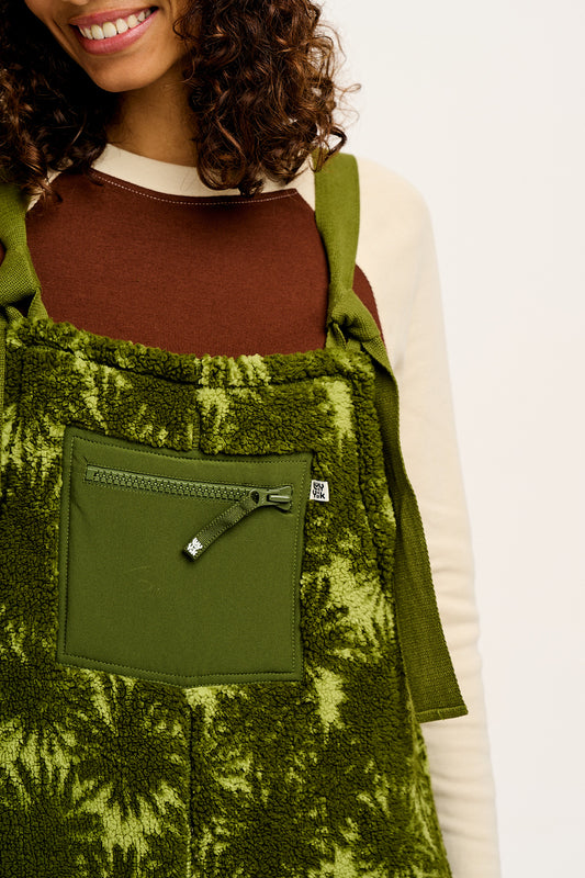 Baloo - Borg Fleece Dungarees in Green Sequoia Print