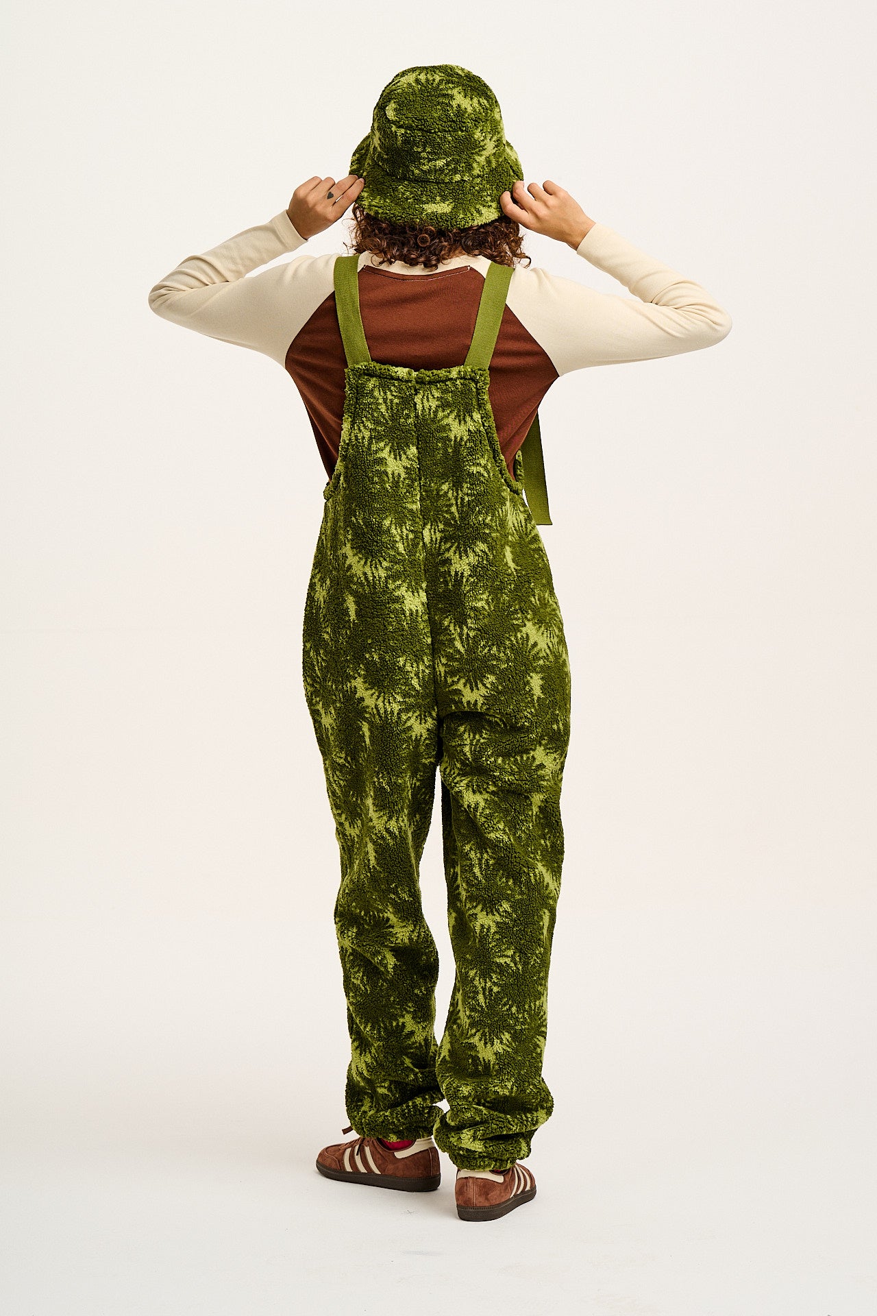 Baloo - Borg Fleece Dungarees in Green Sequoia Print