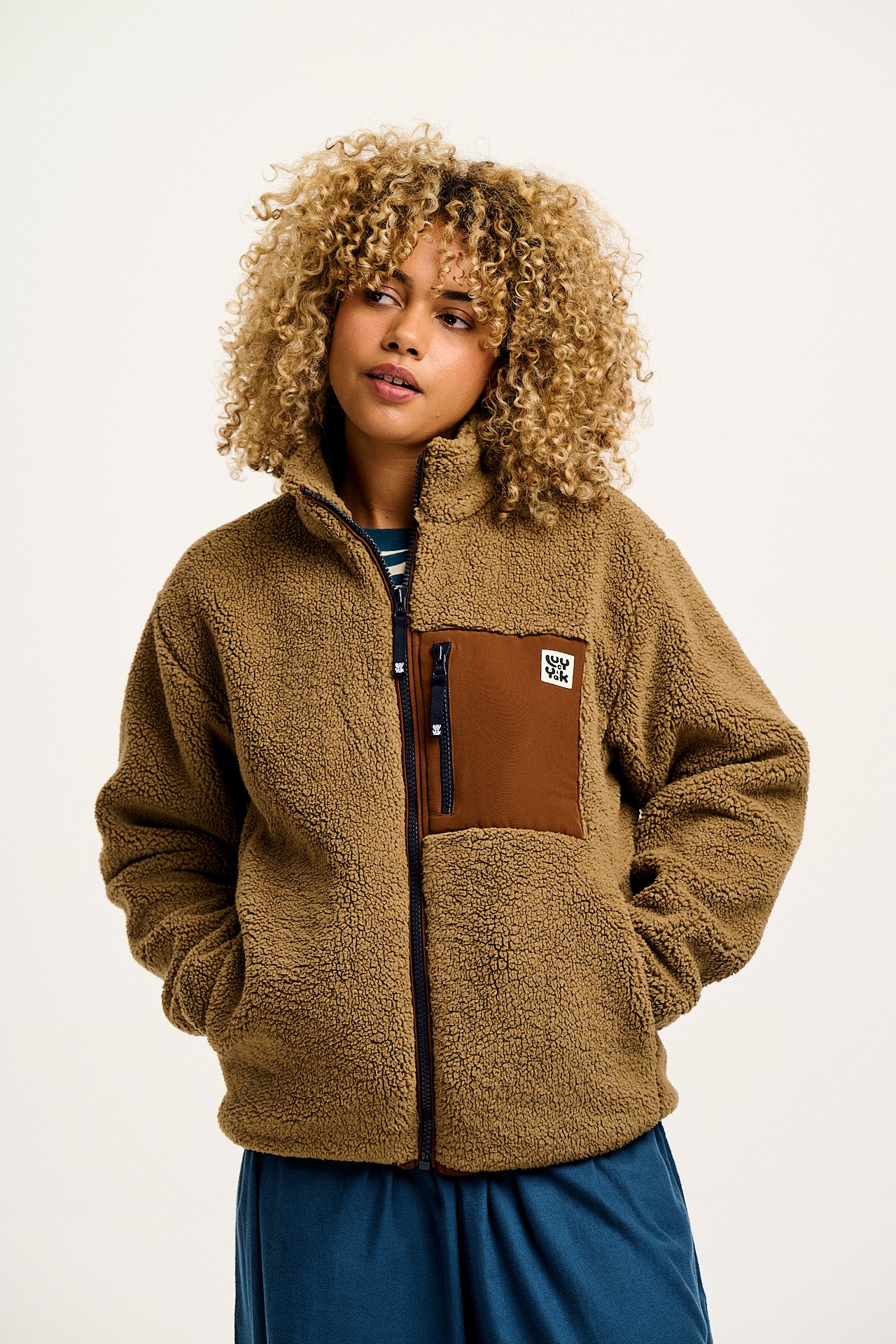 Harper - Borg Fleece Jacket in Mocha Chocca Latte Brown