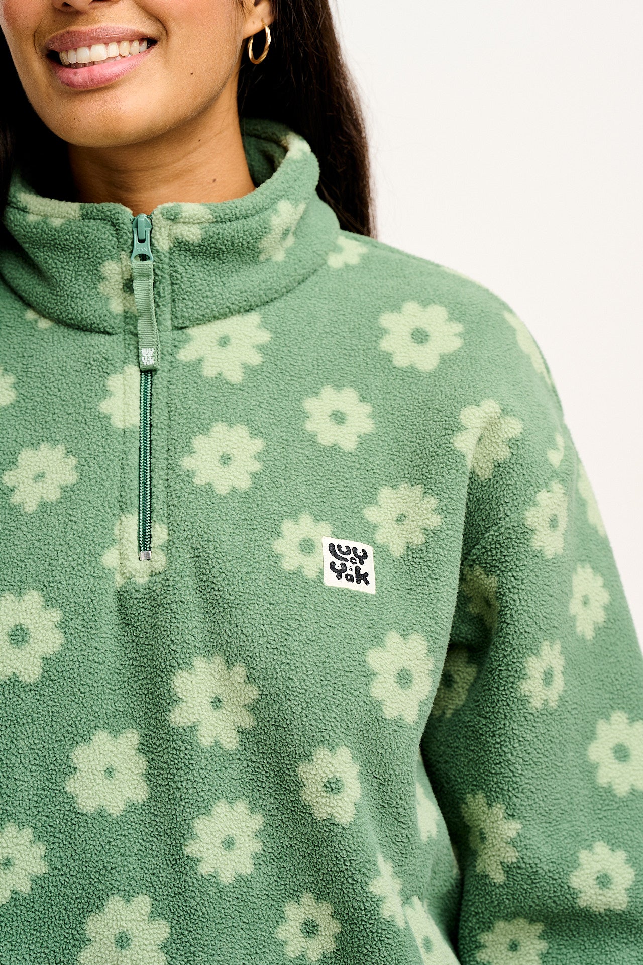 Stevie - Soft Polar Fleece in Green Delano Floral Print