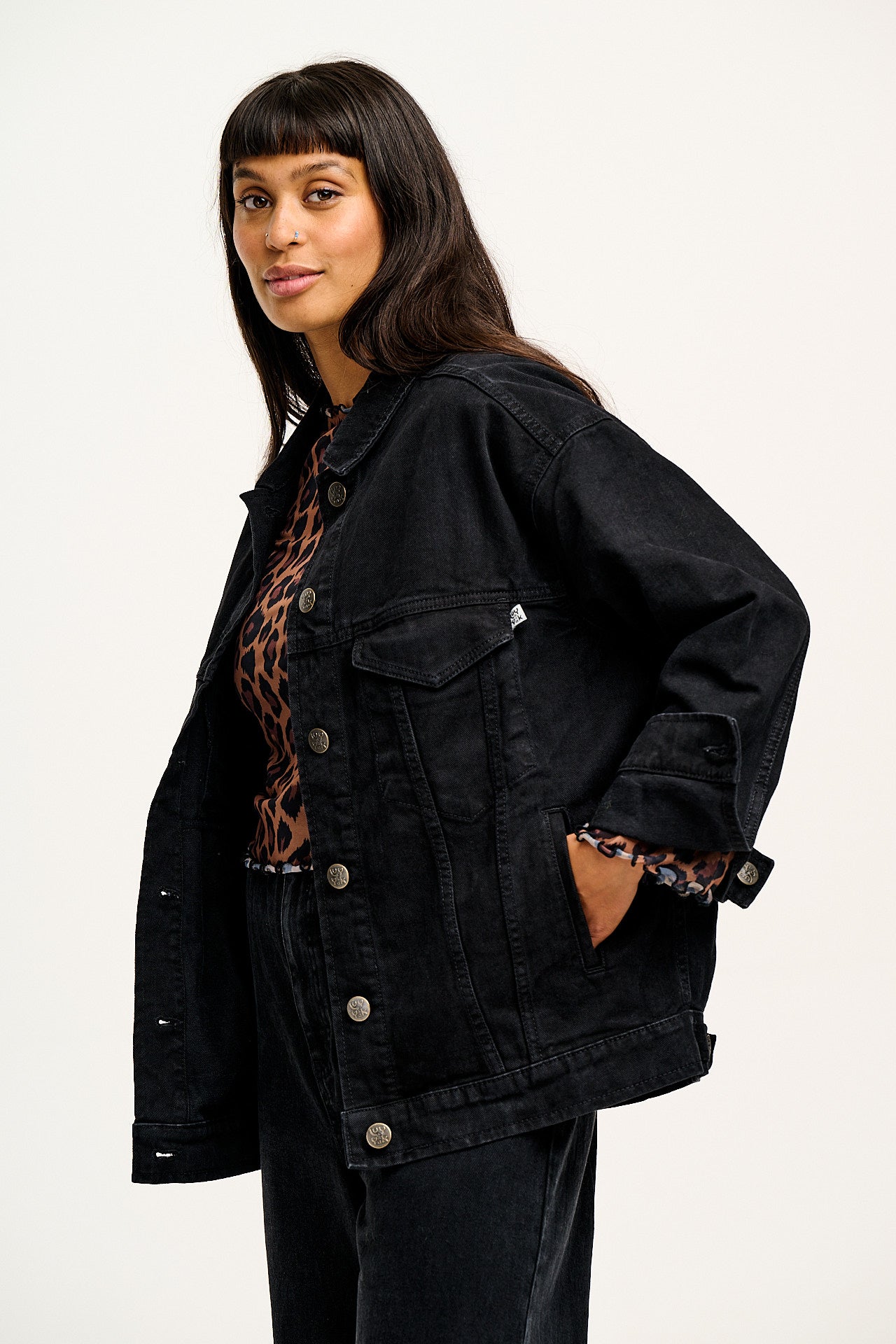 Callaway - Trucker Cotton Jacket in Washed Black Denim