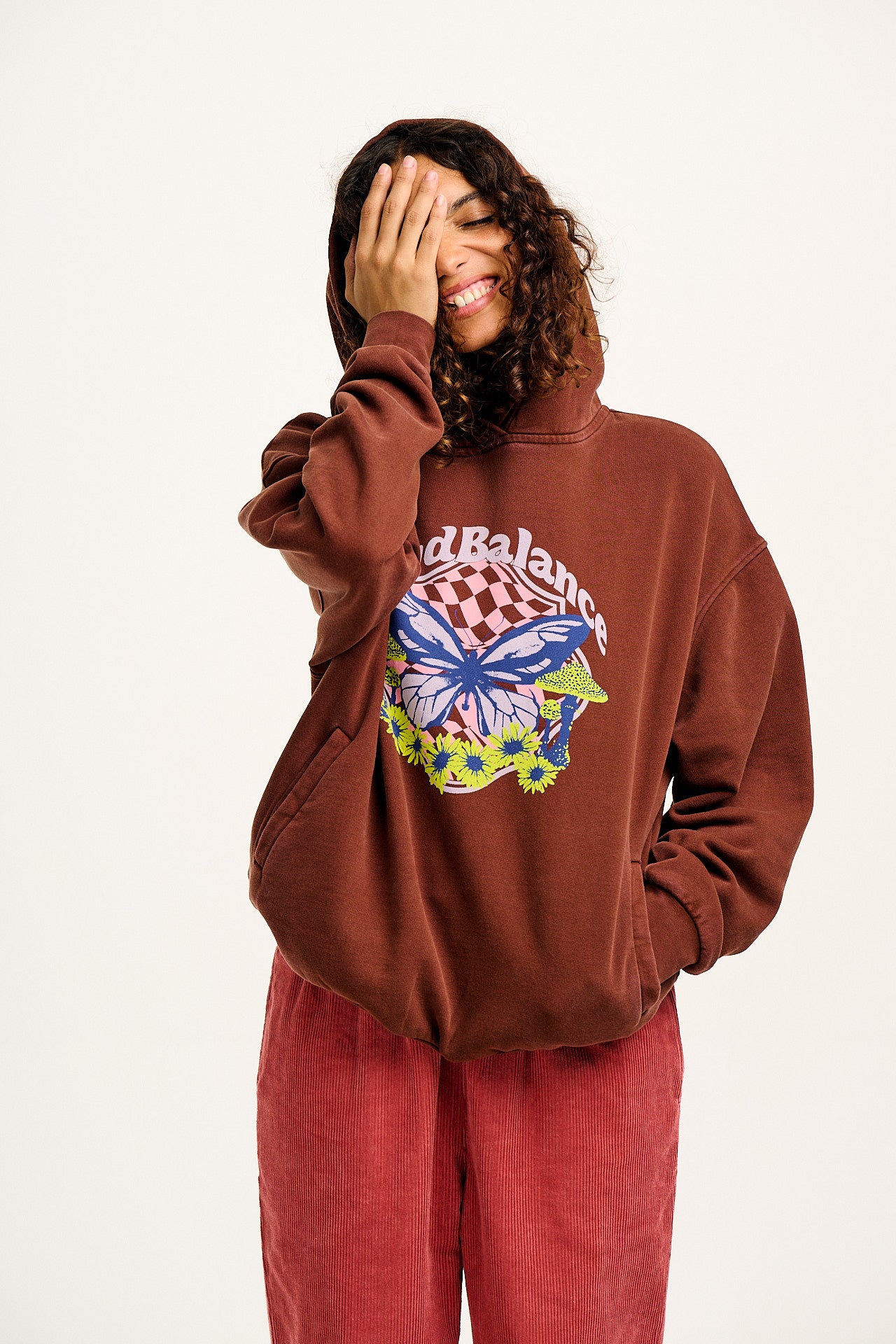 Bailey - Hoodie in Brown with Find Balance Print