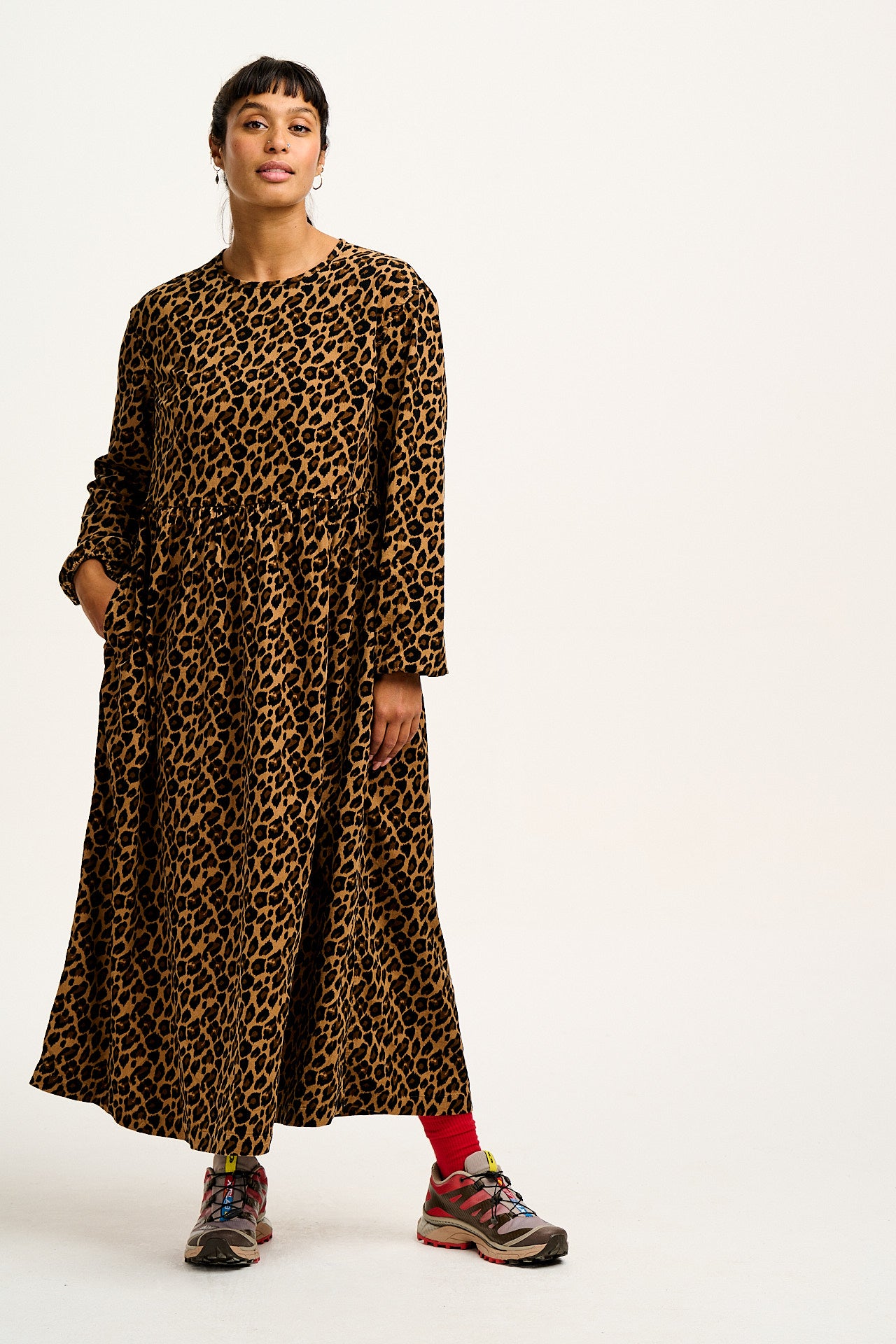 Maeve - Midi Dress in Leopard Print