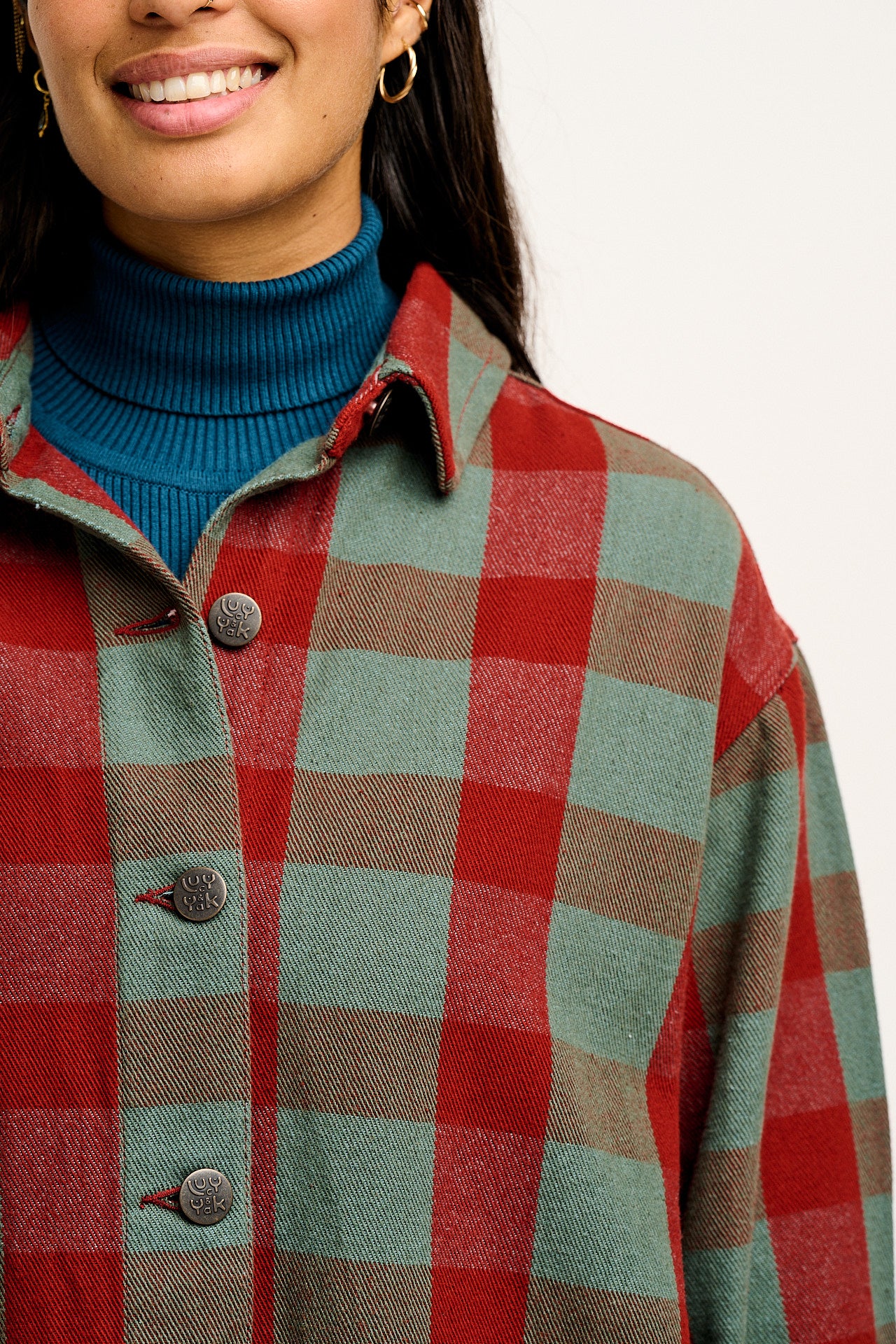 Olly - Twill Jacket in Green & Red Houston Tartan Print