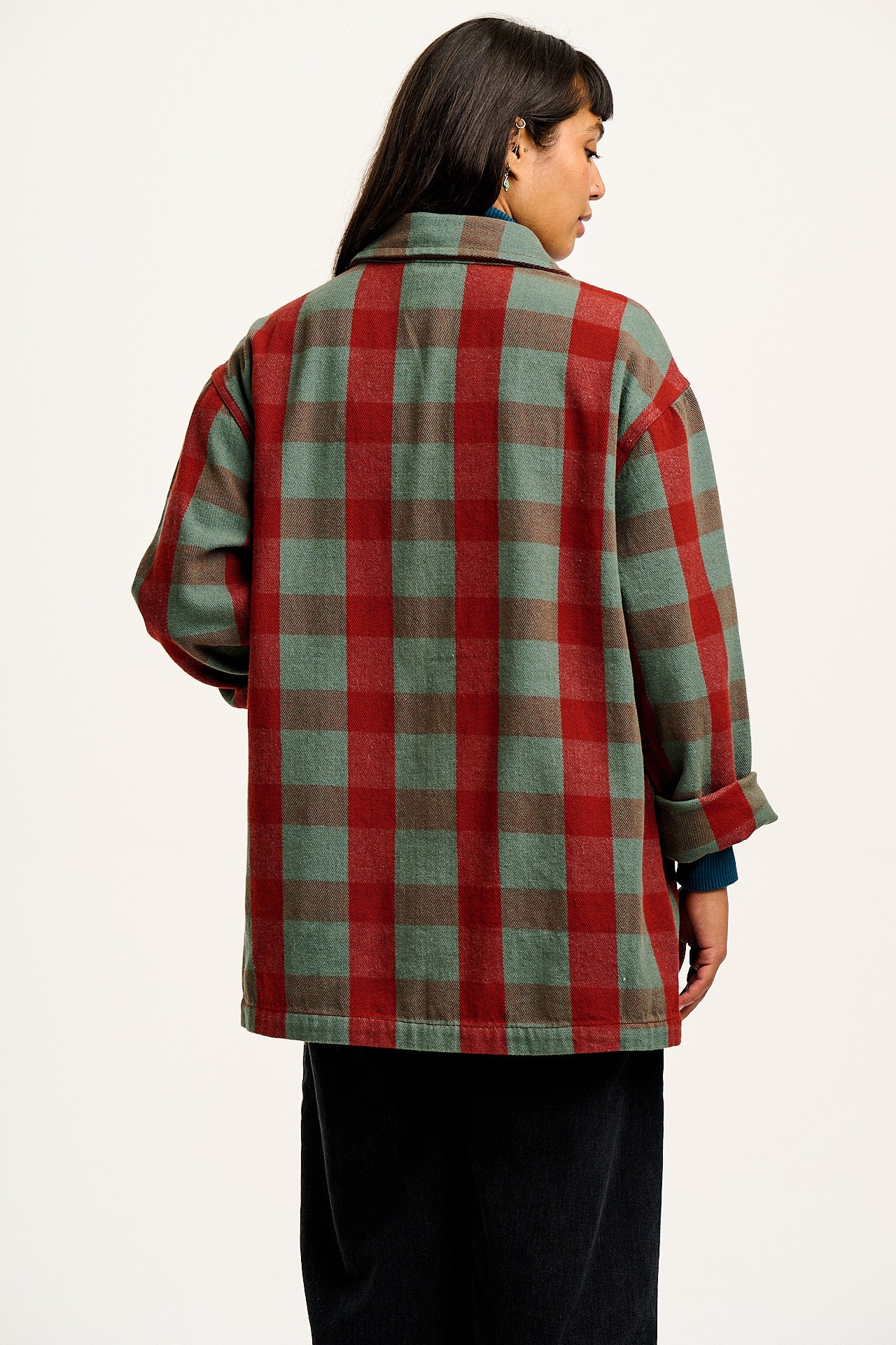 Olly - Twill Jacket in Green & Red Houston Tartan Print