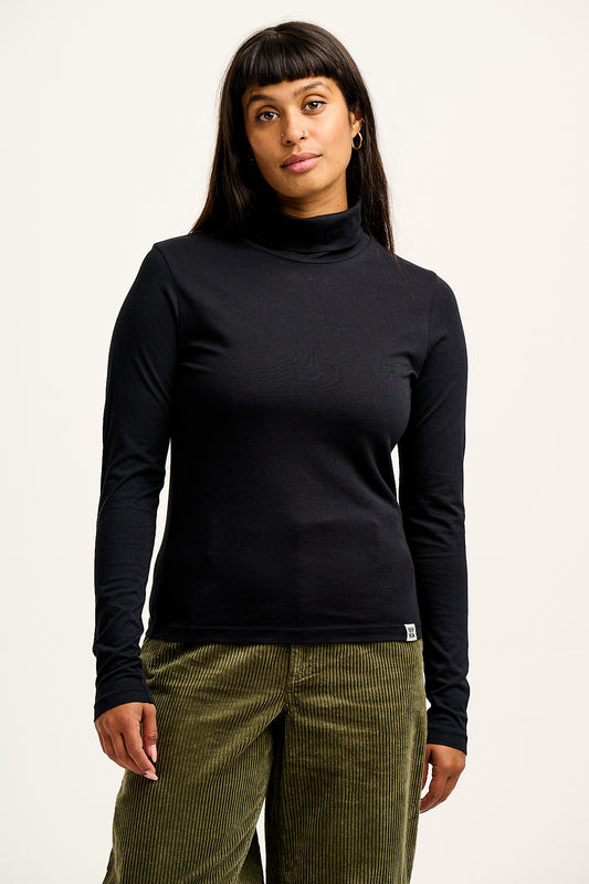 Hayden - Cotton & TENCEL™ Modal Roll Neck Top in Black